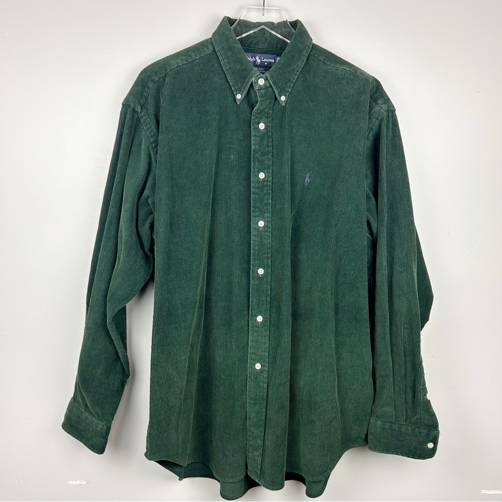 Vintage Ralph Lauren Blake Corduroy Button Down Shirt Hunter Green Sz xl